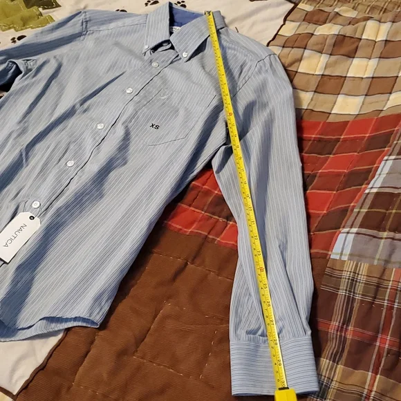 NWT! Nautica classic fit striped long sleeve dress shirt - Picture 3 of 13